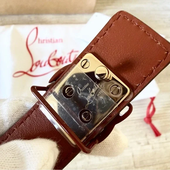 New Christian Louboutin patent leather women belt with CL Logo buckle, size 85cm CL Logo - Belt - Calf leather - Black - Christian Louboutin  main image 2